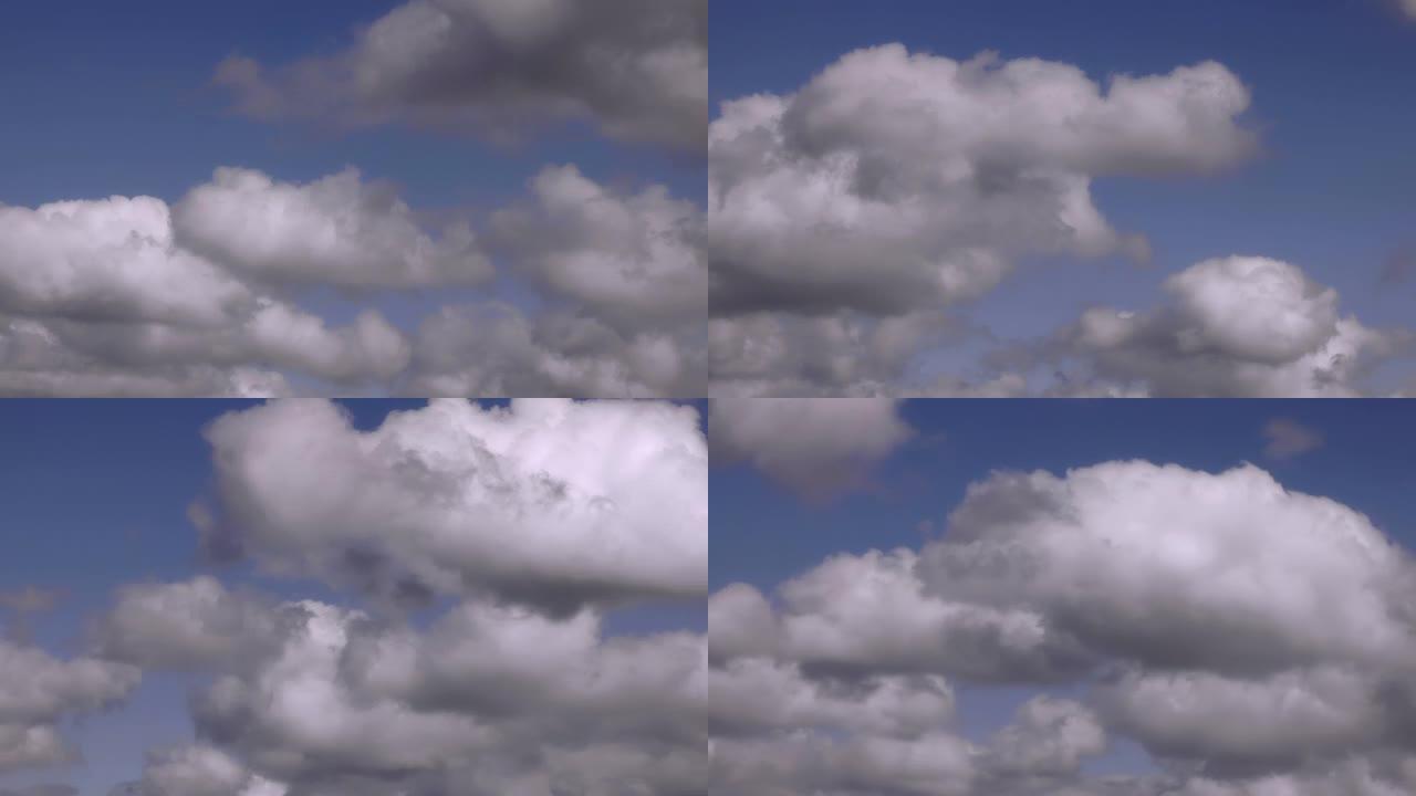 天空中的云延时。美丽的白云和天空在时间流逝。天气中的可变混合云。白云滚动蓝天。普洛雷斯422总部