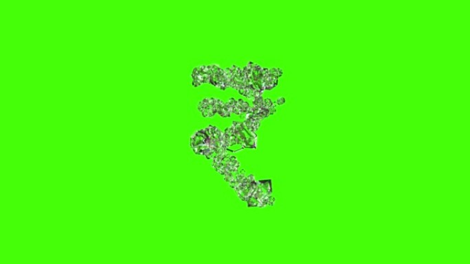 最佳钻石水晶字母-色度键屏幕上的卢比标志，孤立循环视频