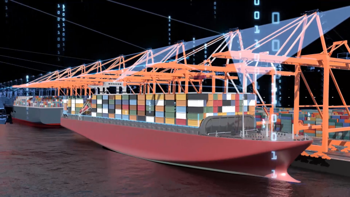 现代化科技感转场码头国际贸易进出口货运