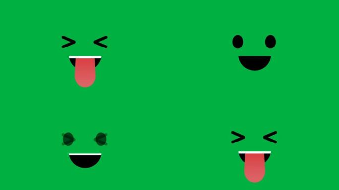 错误的表情符号孤立在绿色屏幕上，无缝循环动画。在社交媒体上分享情感和感受的概念。