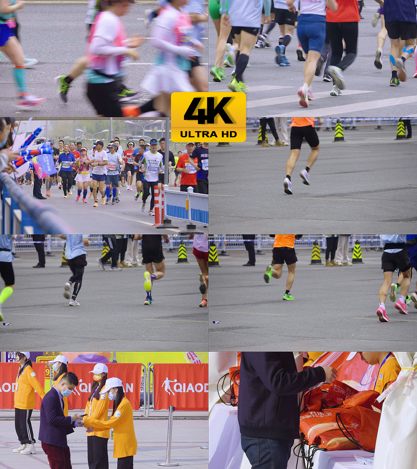 原创4k城市马拉松长跑跑步运动