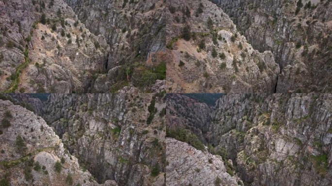 雄伟的峡谷航拍山崖俯拍俯视
