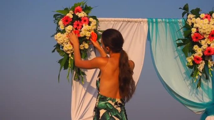 海洋海滩婚礼拱门装饰花饰