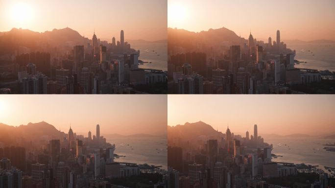 4K正版-香港岛渣甸山日落全景