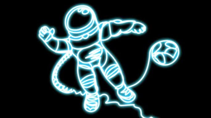 霓虹宇航员在地球附近的太空飞行。