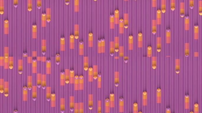 闪光球沿着紫色凹槽滚动，留下五颜六色的渐变轨迹。未来背景。数字无缝循环动画。3d渲染4K