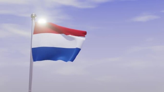 带天空和风的动画国旗-荷兰