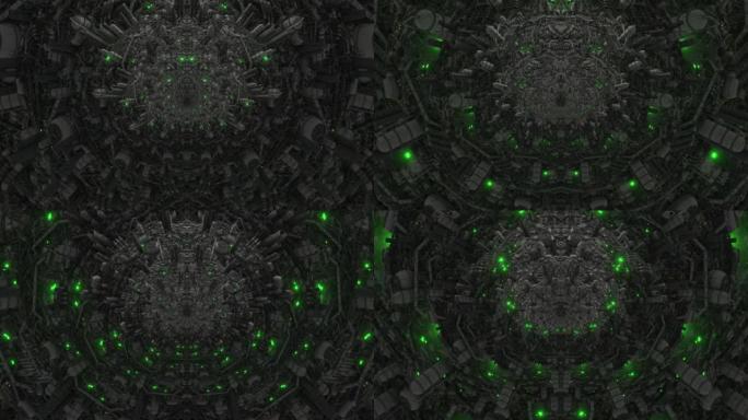A.I. 蜂巢心灵绿色频闪变形3d无缝循环
