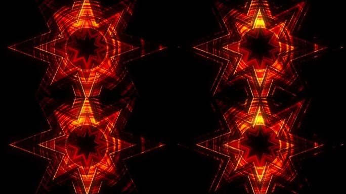 3D渲染红色火焰星，黑色背景上有不寻常的照明，用于艺术装饰