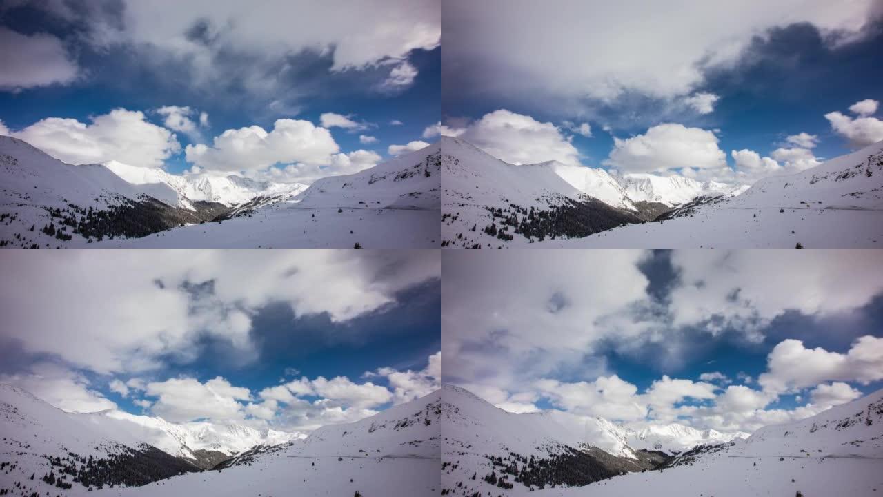 延时-美丽的云朵在雪山上移动