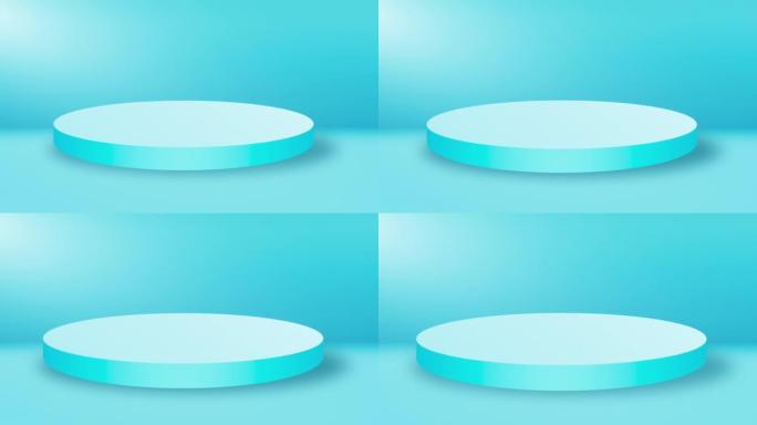 空的圆形讲台，基座或由音量聚光灯照亮的平台。数字3d动画