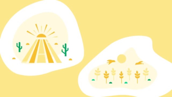 黄色背景上的4k卡通探索视频。