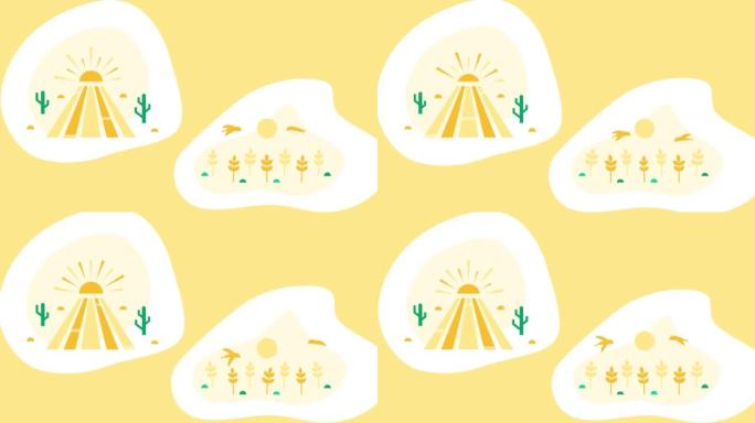 黄色背景上的4k卡通探索视频。