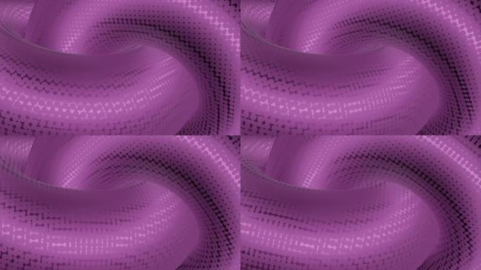 抽象的粉红色扭曲和移动的3D形状，类似于蛇。设计。厚环，表面被闪亮的鳞片覆盖。
