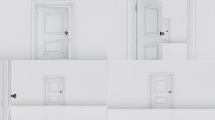 通过白色门3D视频素材的循环视频素材