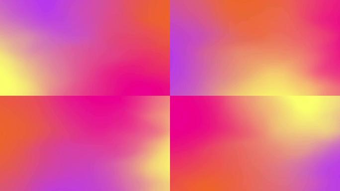 彩色霓虹灯渐变。紫色红色粉色黄色移动抽象模糊无缝循环背景。