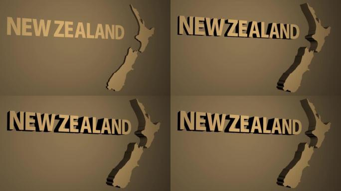 新西兰的3D地图和地形。
