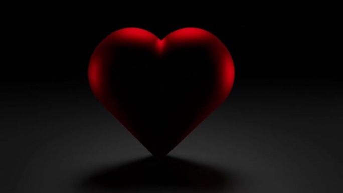 情人节快乐问候。红心3d在黑暗中敲门。黑色背景上的心律。爱的宣言。坠入爱河。心律失常
