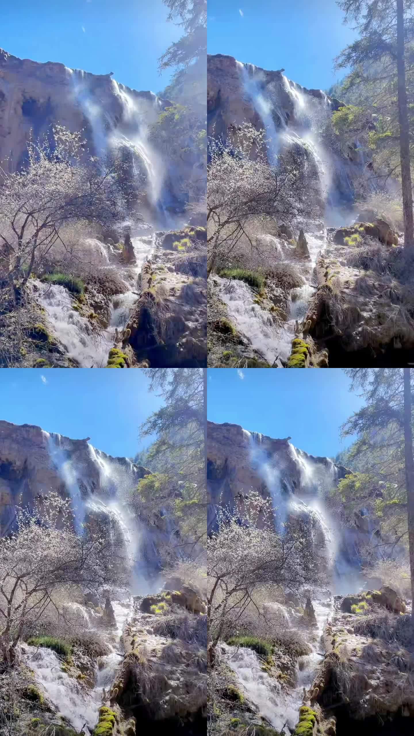 瀑布流水美景如画春天风光视频素材