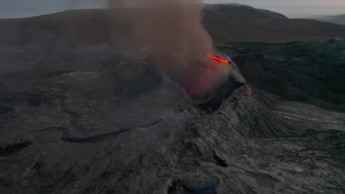 冰岛火山喷发火山口崩落