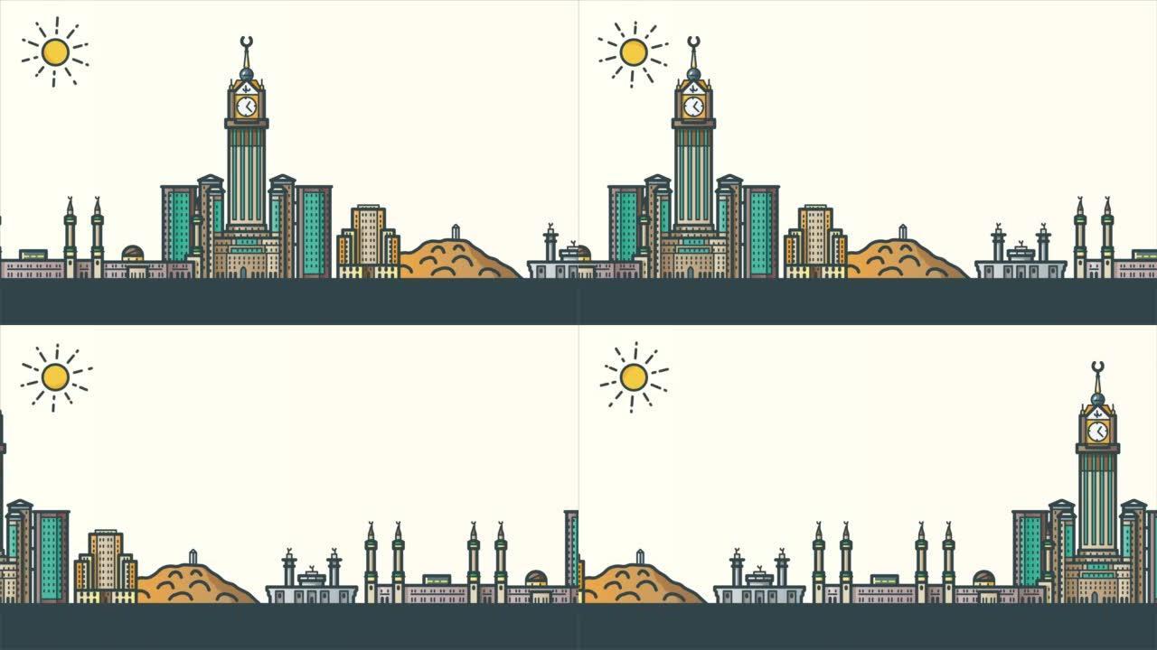 麦加城市地标2D动画