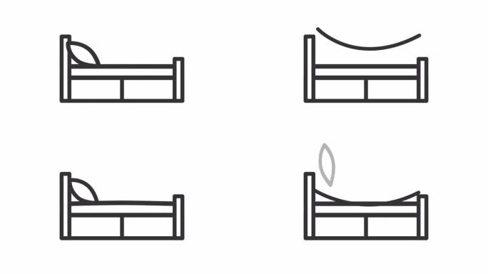 动画单人床线性图标