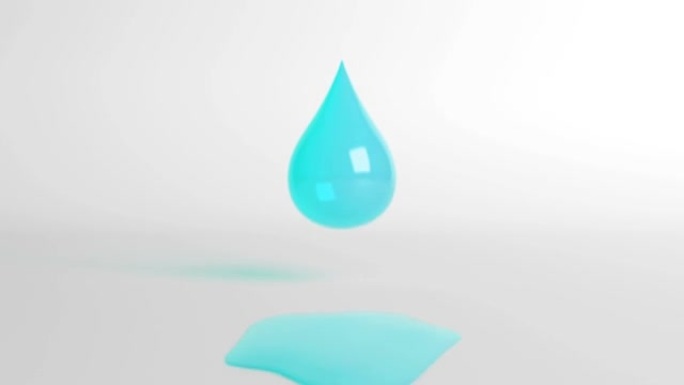 下降和融化的蓝色水滴。循环3D背景