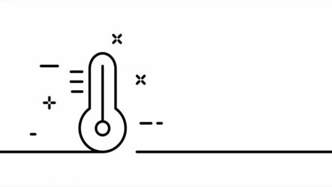 温度计。温度，控制，气候，温暖，寒冷。自然概念。一个线条画动画。运动设计。动画技术标志。视频4K