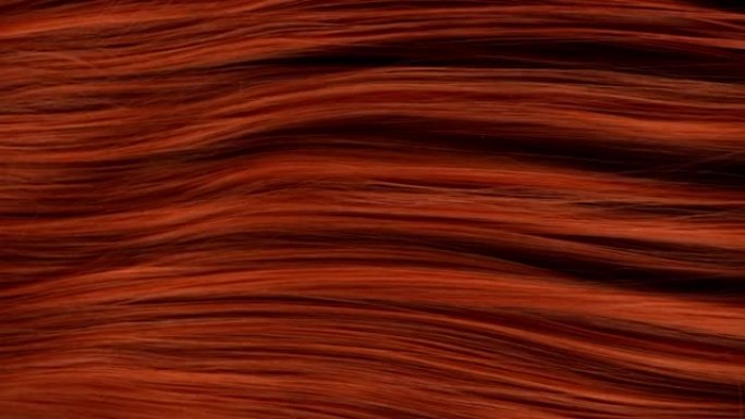 详细的波浪红色头发的超慢动作。