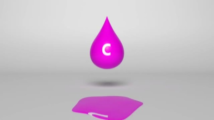 下降和融化粉红色的维生素c作为一滴。循环3D背景