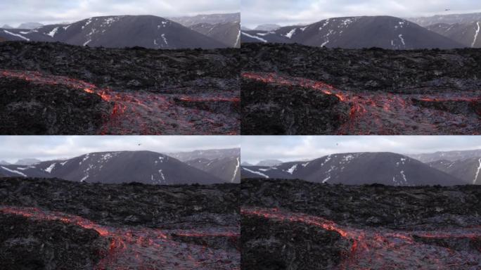 直升机飞越熔岩流冰岛2021