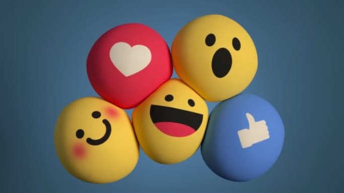 社交媒体独特的设计表情符号作为软球3D动画