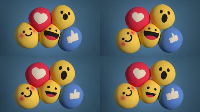 社交媒体独特的设计表情符号作为软球3D动画