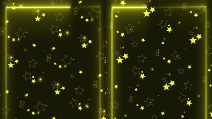 抽象星星用霓虹灯框架动画4k塑造背景