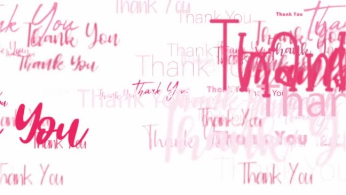 动画循环的感谢词相关的红色粉色词流动。简介元素，白色背景上的标题横幅
