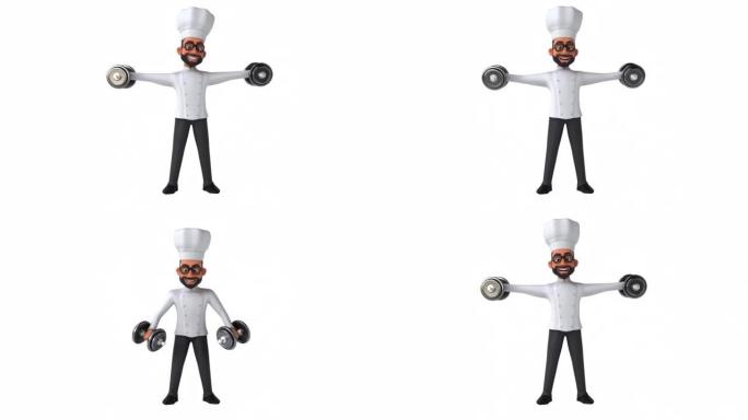 有趣的3D卡通印度厨师与阿尔法