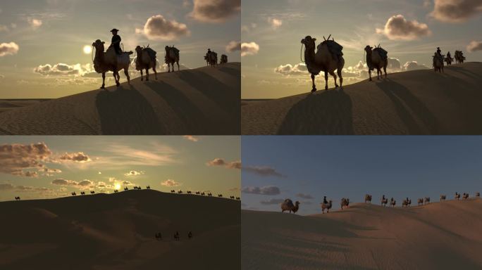古代丝绸之路一带一路沙漠骆驼