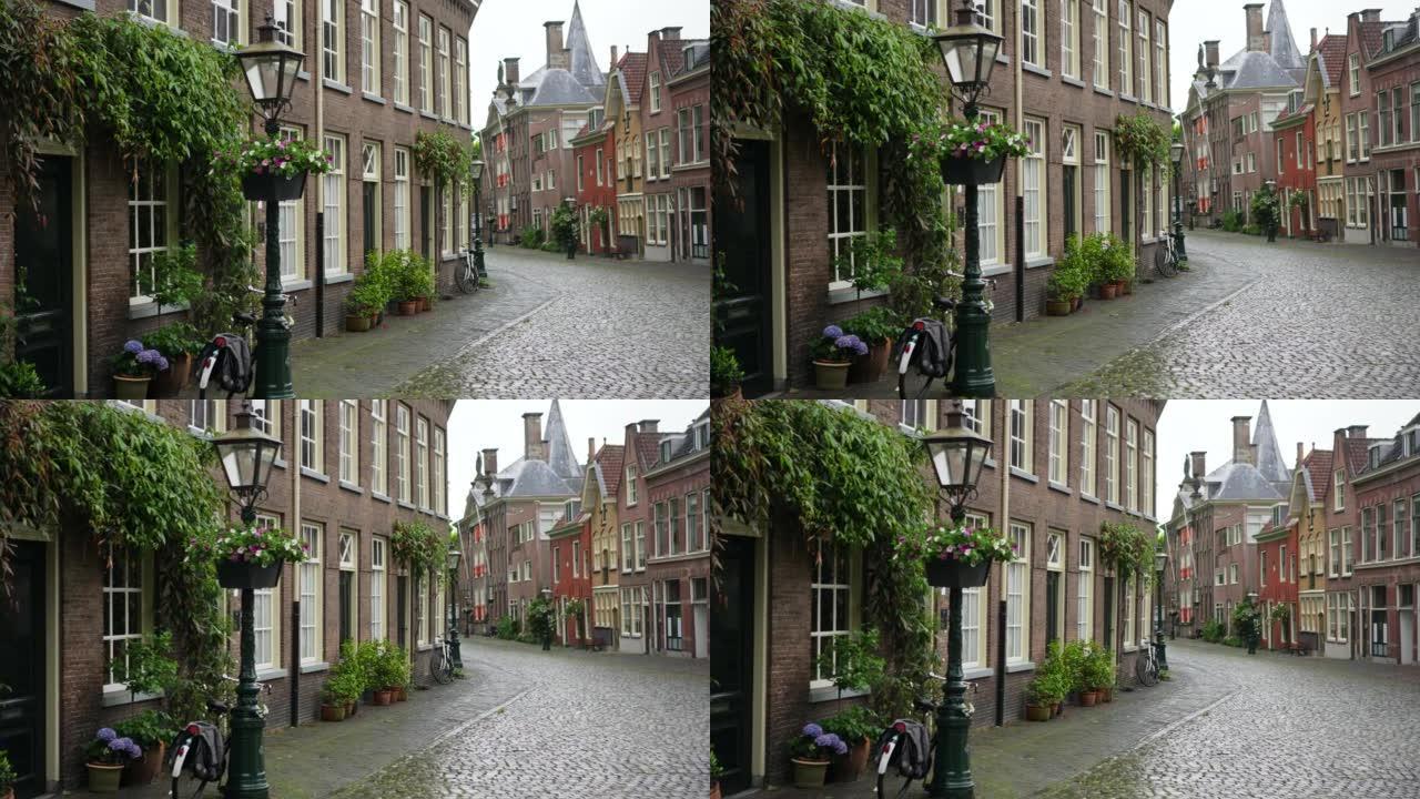 荷兰莱顿镇的街道悠闲生活出游小城镇