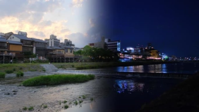 京都搭配日夜城市天际线软作物两拍黑夜