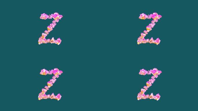 橙色和粉色时尚宝石字母Z，孤立循环视频
