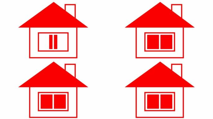 房子的象征。扁平红色图标。家居、房地产的概念。矢量插图孤立在白色背景上。