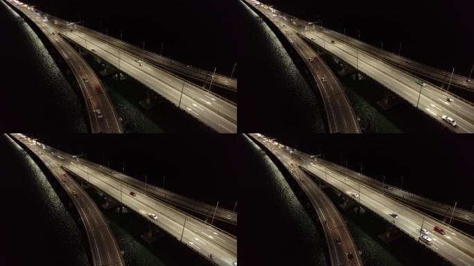 槟城大桥鸟瞰车过海