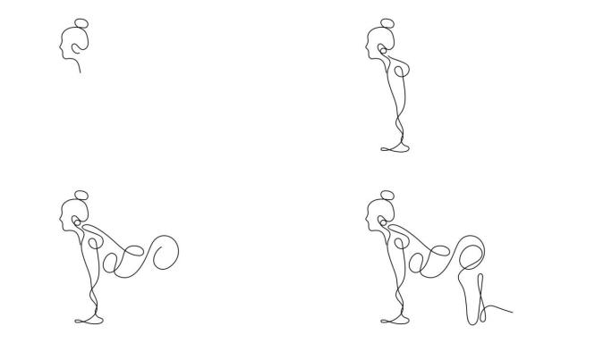 连续线条艺术中的瑜伽姿势运动