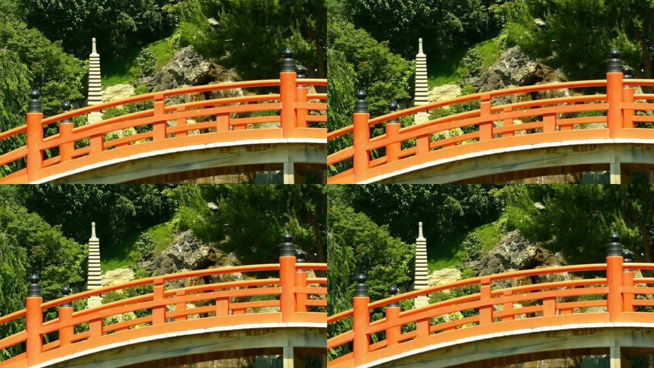 背景-日本花园-桥梁和瀑布