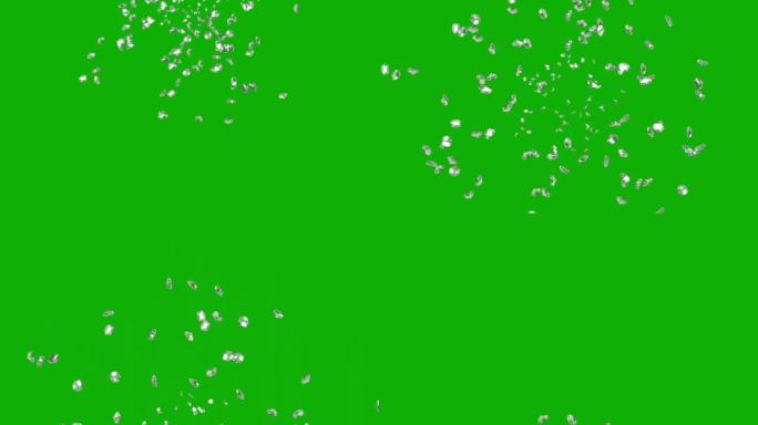 绿色屏幕背景的下降钻石运动图形