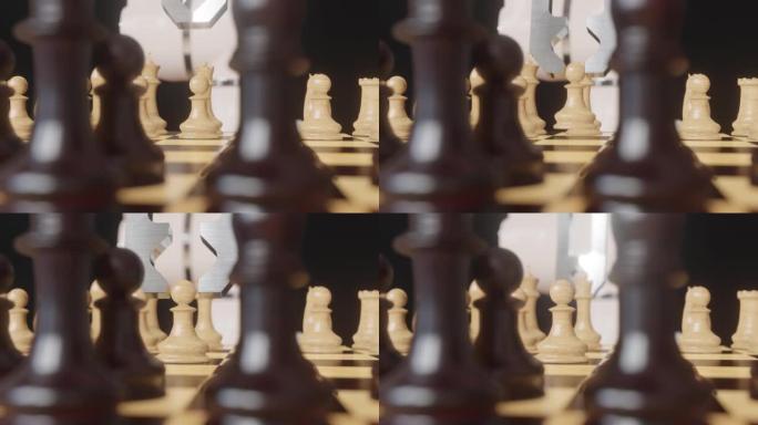 下棋的机械手。人工智能技术。