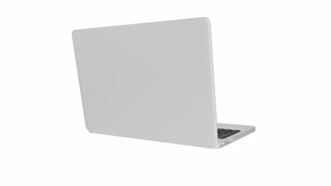 笔记本电脑在白色背景上旋转