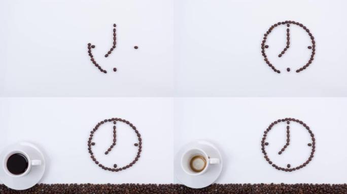 由咖啡豆制成的时钟
