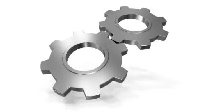 带齿轮的工业视频背景。3d动画。