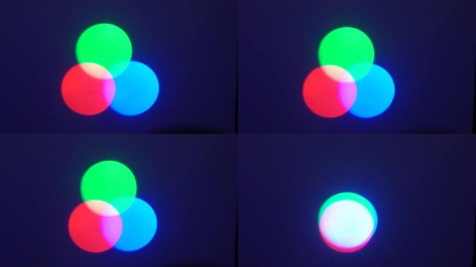 通过投影红绿蓝光RGB科学实验创建白光